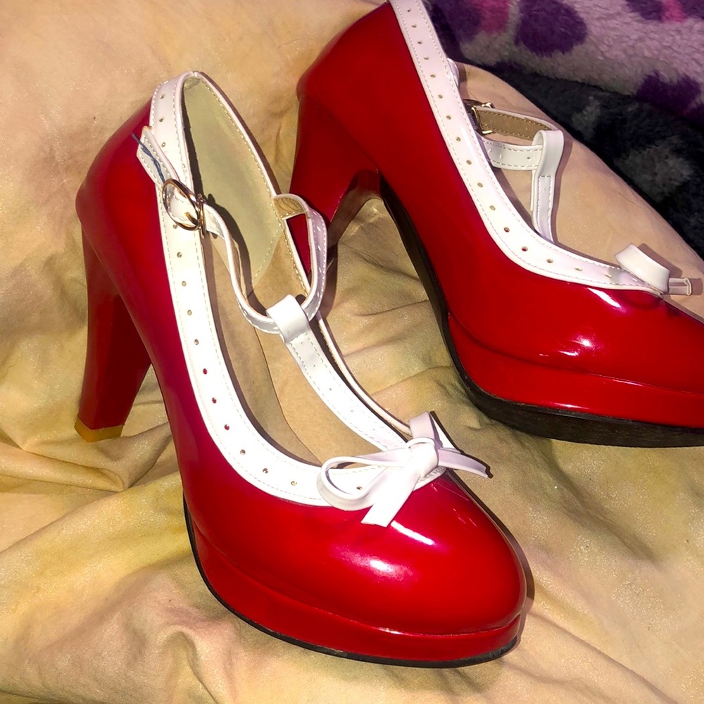 Red Mary Janes High Heels